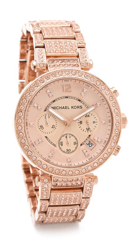 michael kors parker glitz watch rose gold|Michael Kors parker blush bracelet.